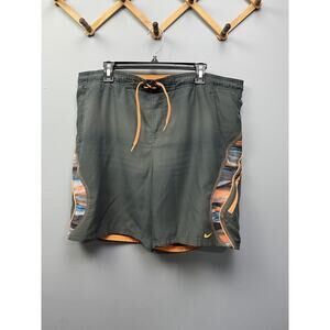 Nike Board‎ Swim Shorts Mens Large Gray Orange Beach Drawstring waist Lined